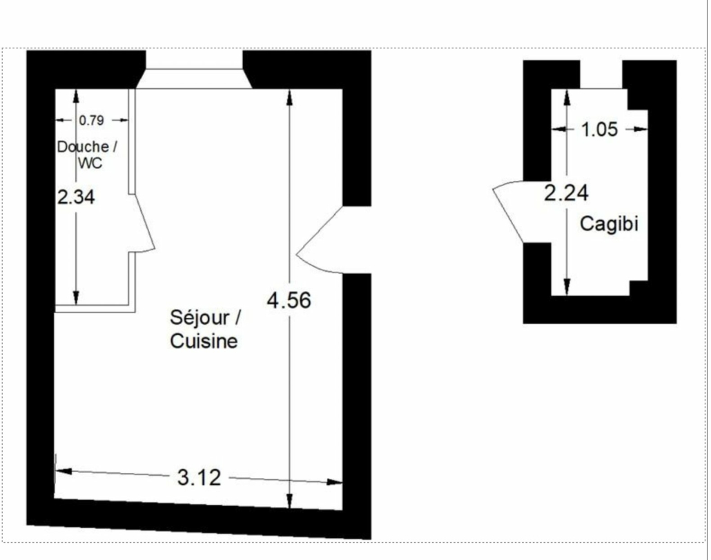 Appartement UNE pièce à vendre Paris 17ème arrondissement.